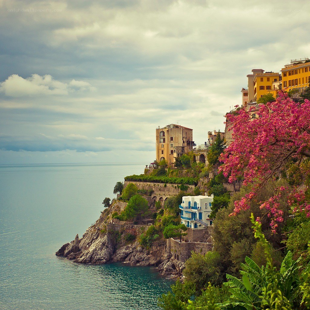 cliffside town by the sea