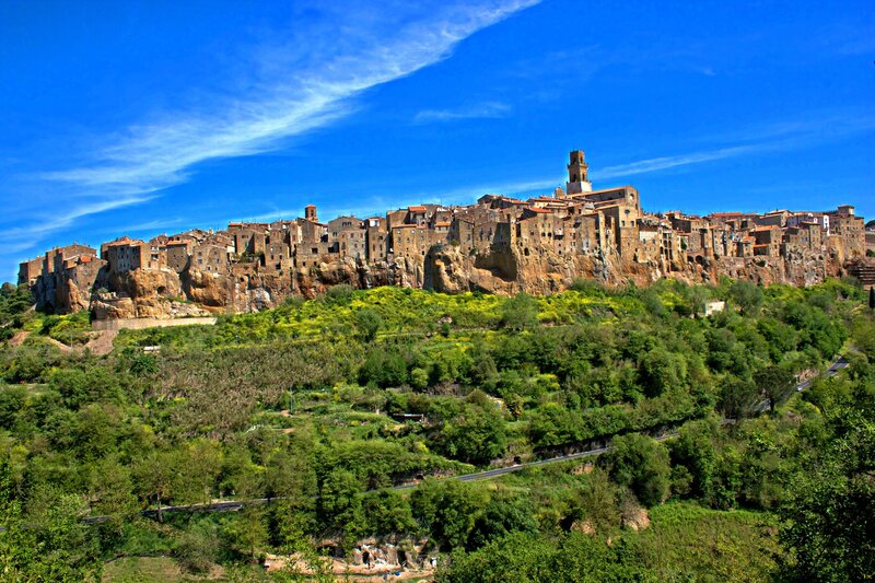 Cliffside Town on Hill — Blue