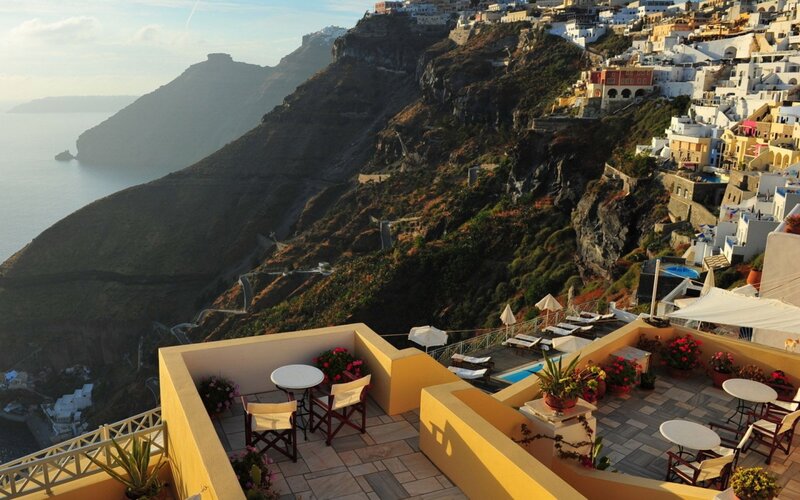 Cliffside Town Overlooking Sea