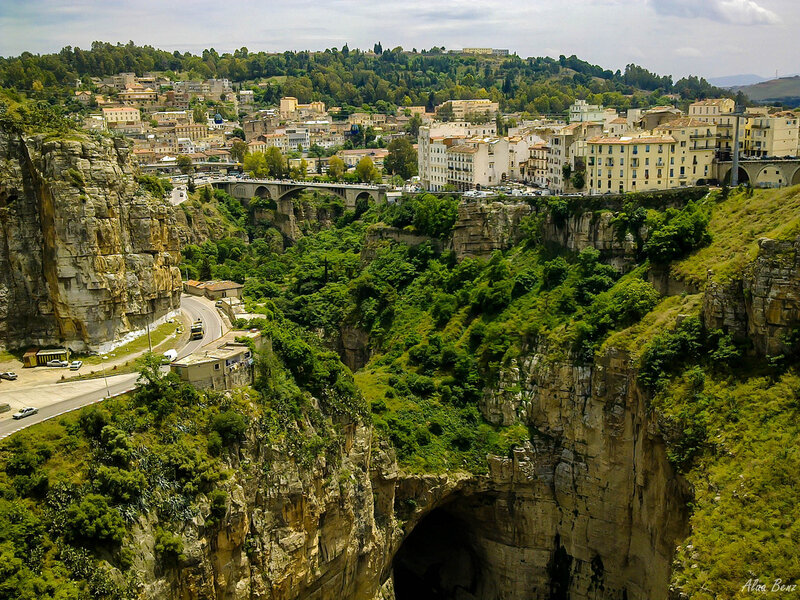 Cliffside Town with Bridge