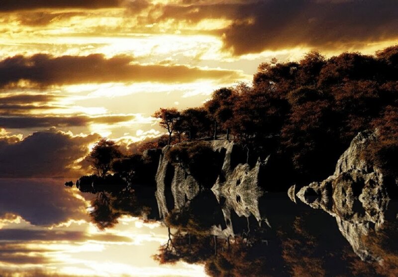 Cliffside Trees at Sunset