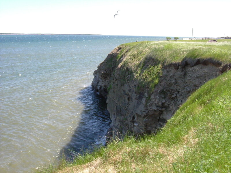 Cliffside view of a coastal landscape