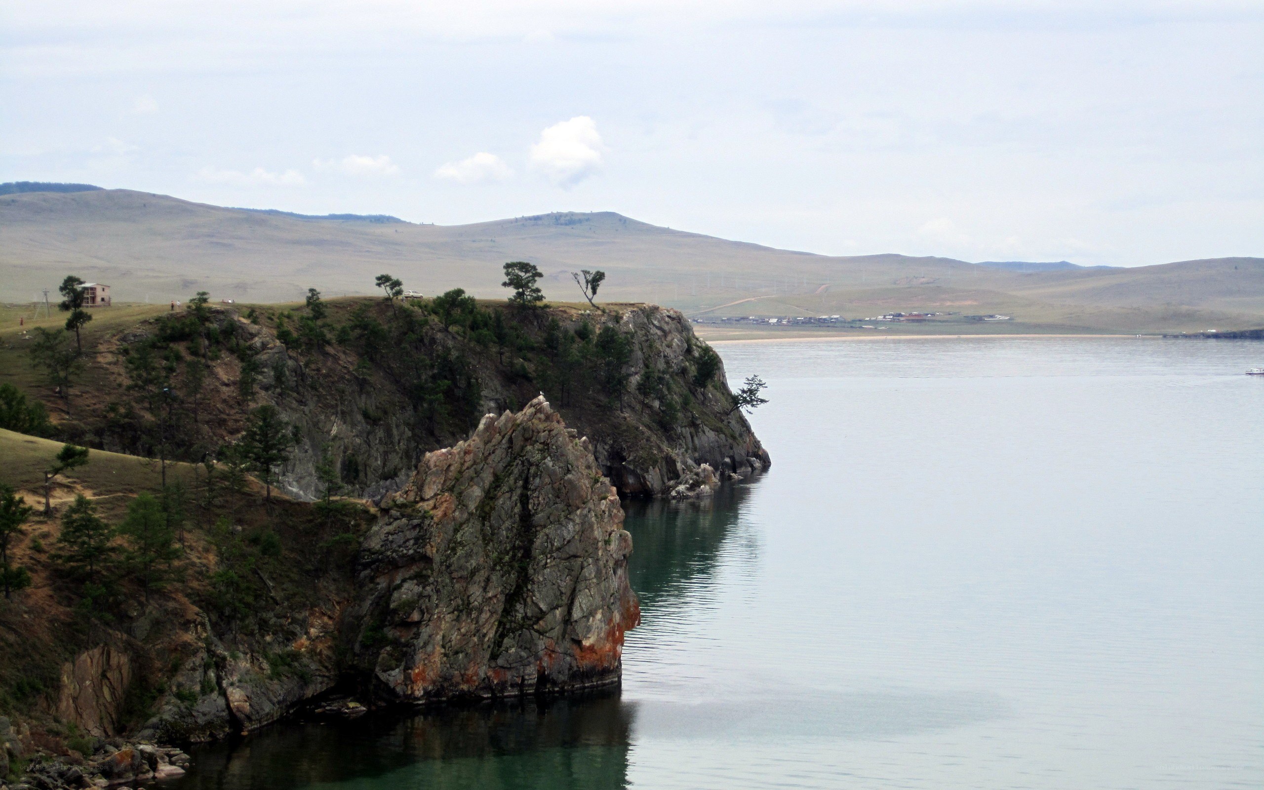Cliffside view of a lake