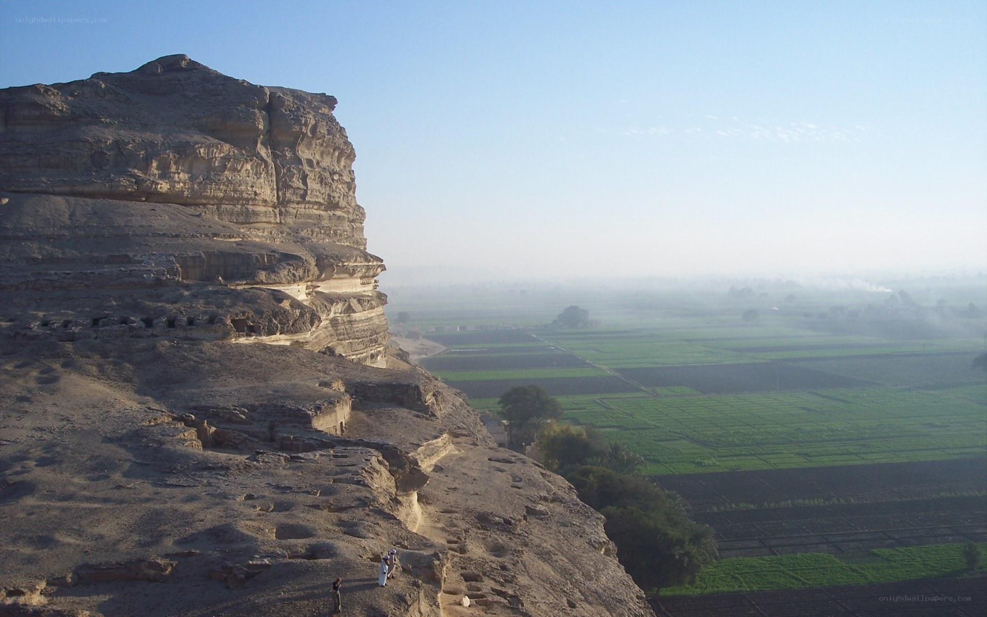 Cliffside view of ancient tombs