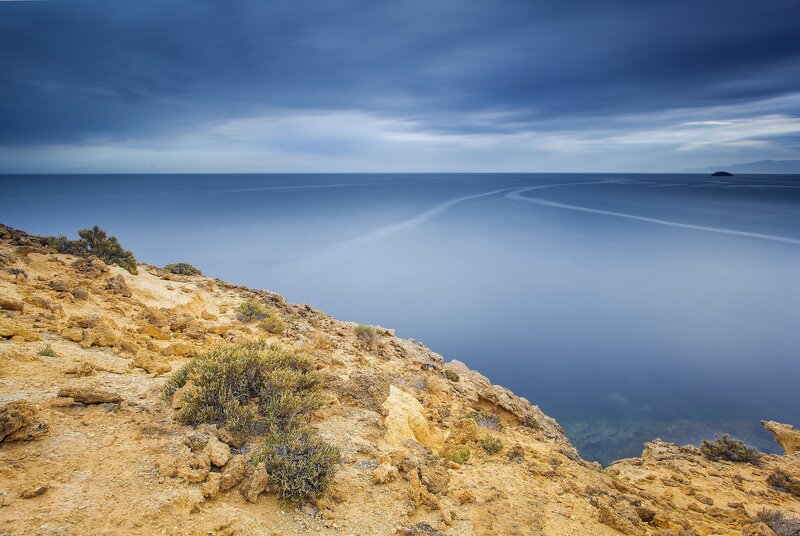 Cliffside view of calm sea