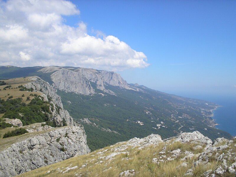 cliffside view of coastal mountains