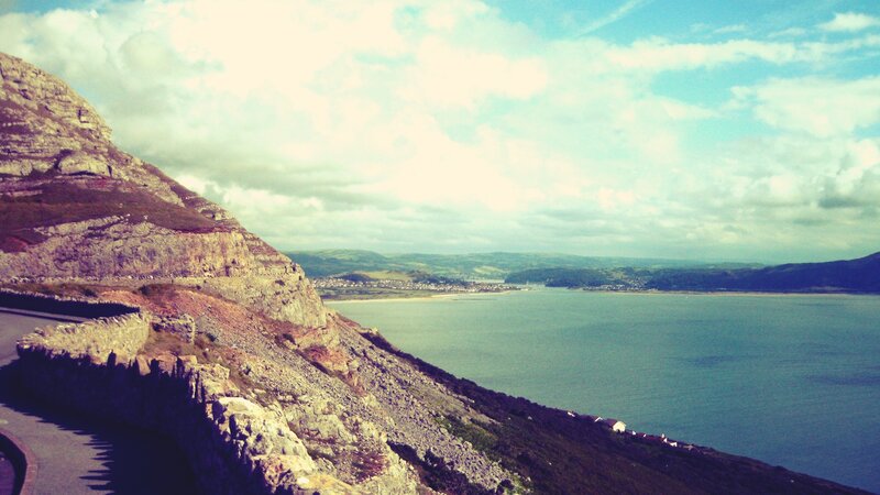cliffside view of coastal town