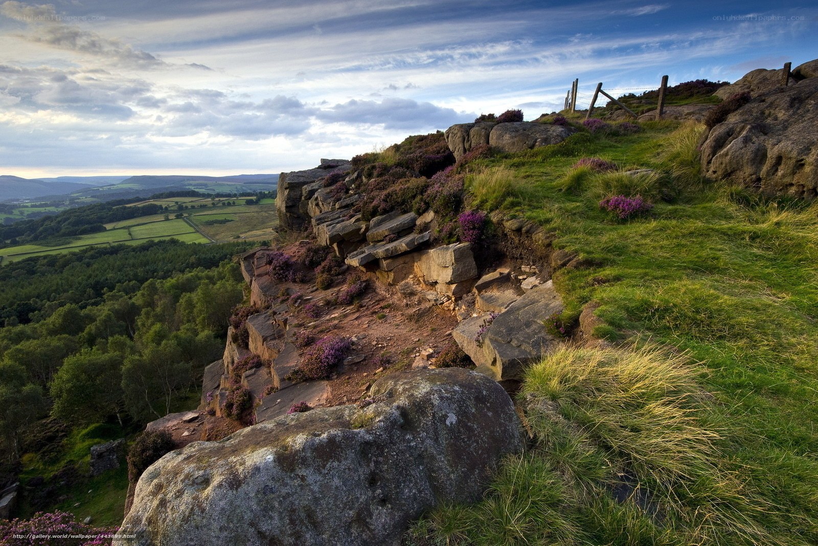 Cliffside view of rolling hills