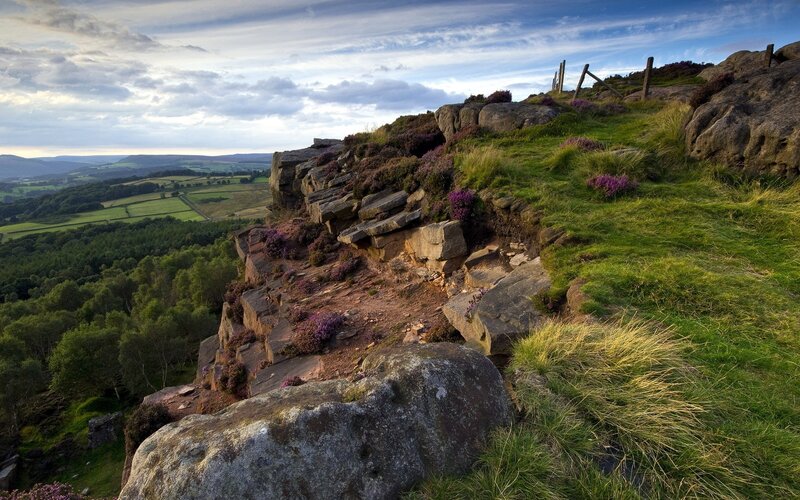 Cliffside view of rolling hills