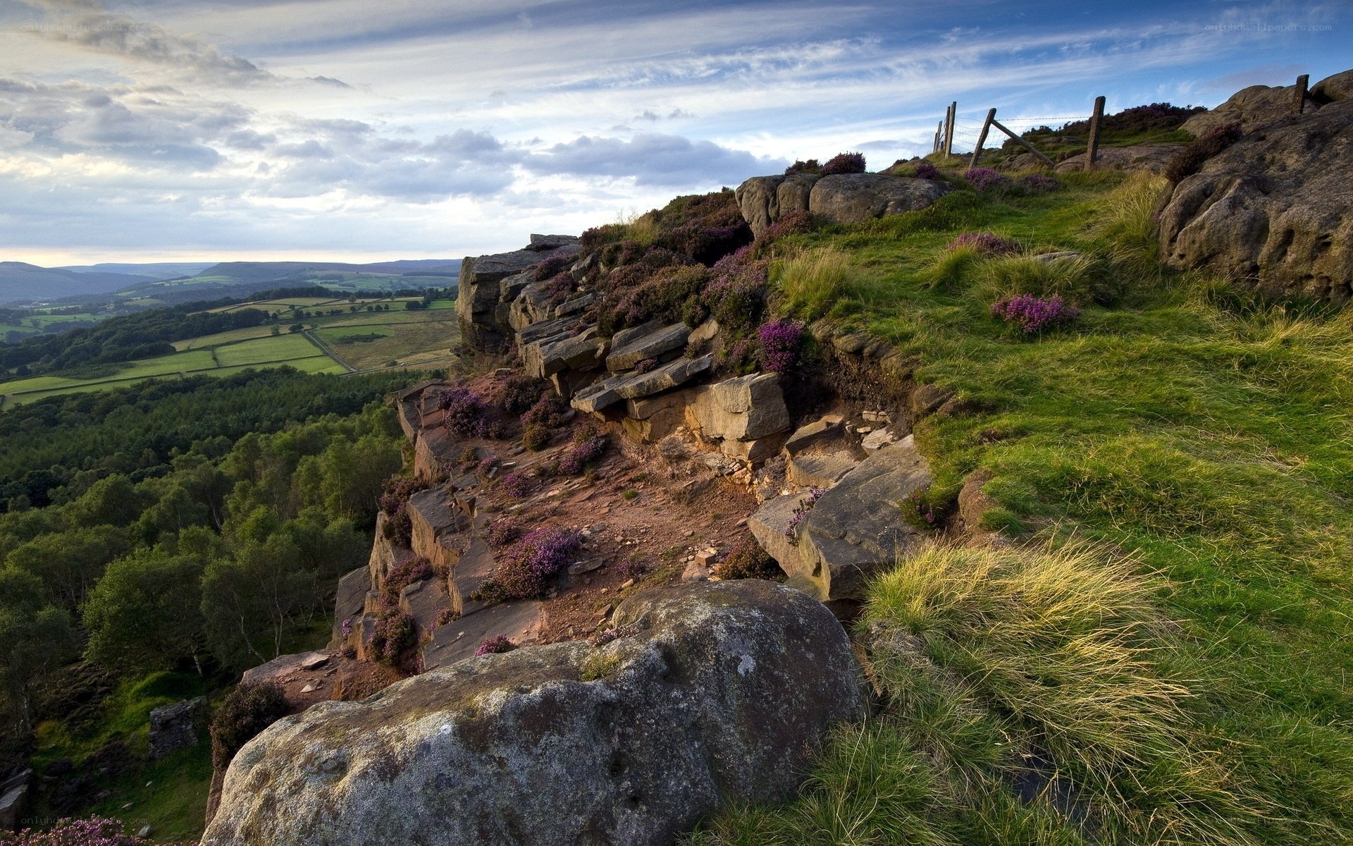 Cliffside view of rolling hills