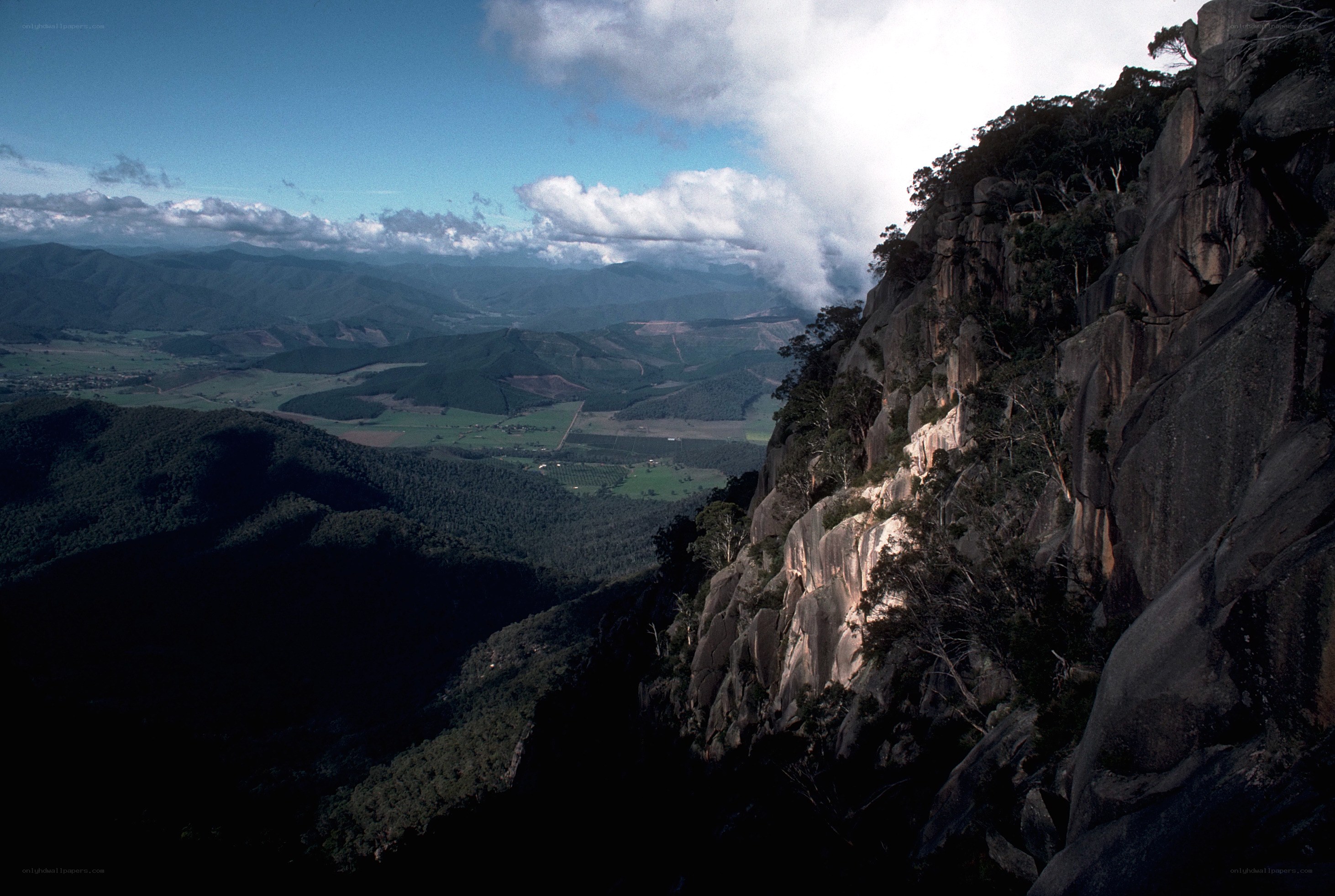 Cliffside view of valley