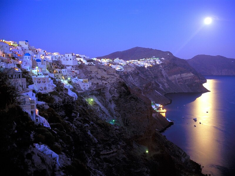 Cliffside Village at Night