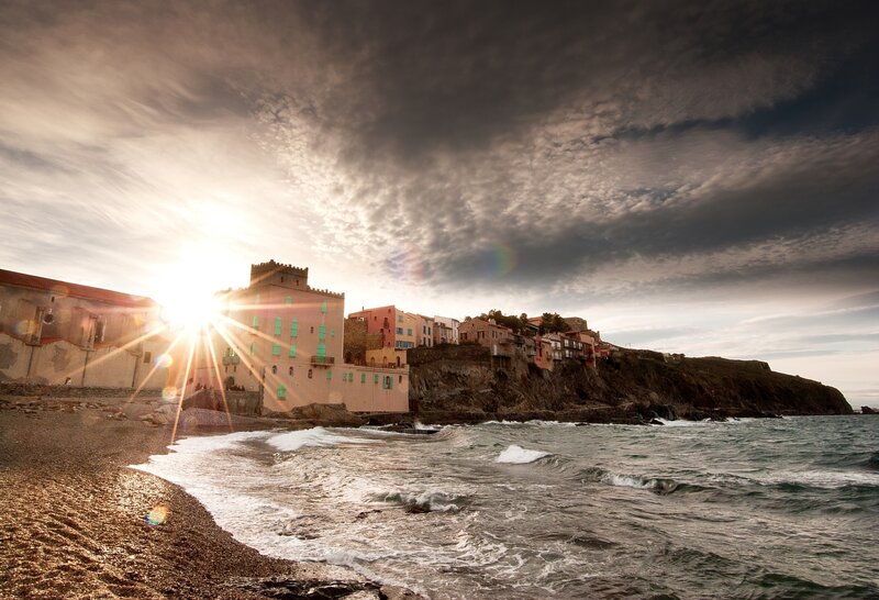 Cliffside Village at Sunset — Gray