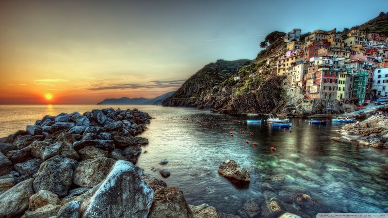 Cliffside Village at Sunset — Orange, Serene