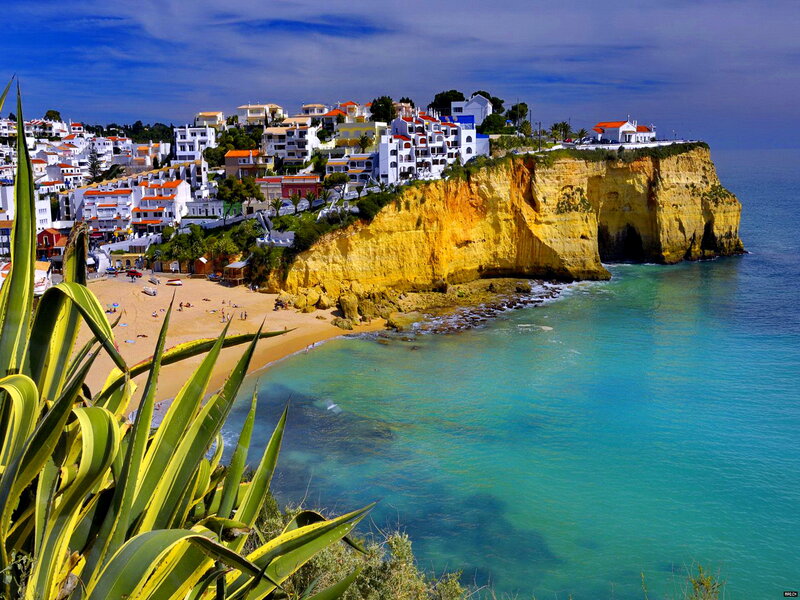 Cliffside Village by Sea — Blue, Serene, Afternoon