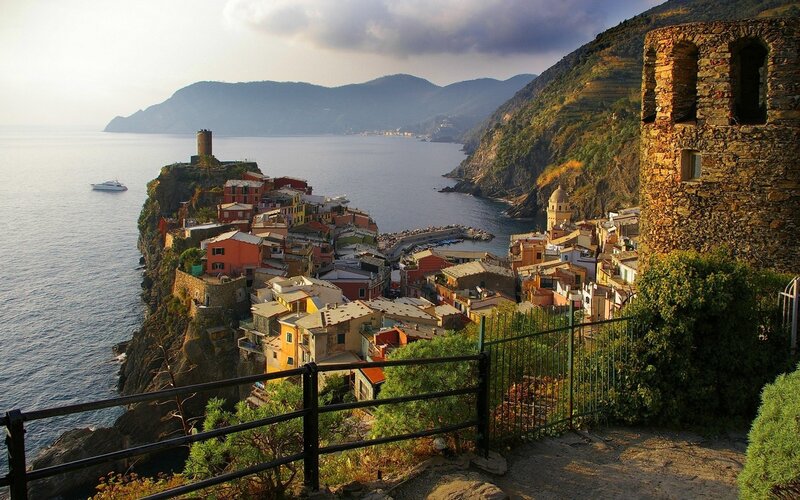 Cliffside village by the sea
