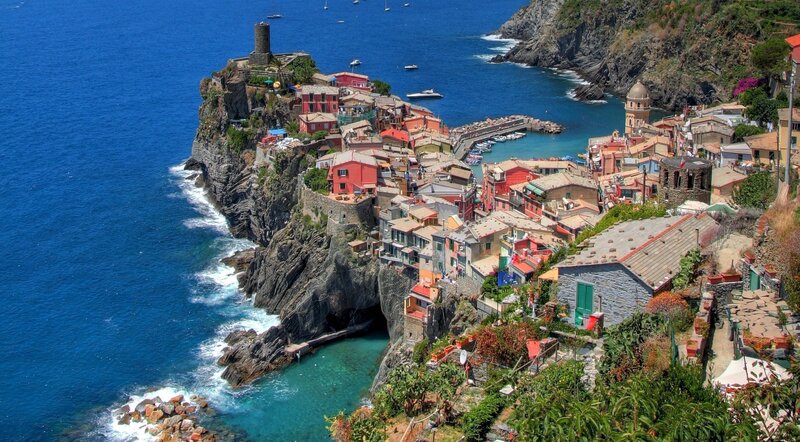 cliffside village by the sea