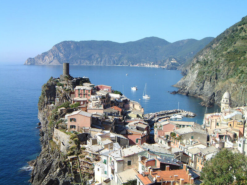 cliffside village by the sea