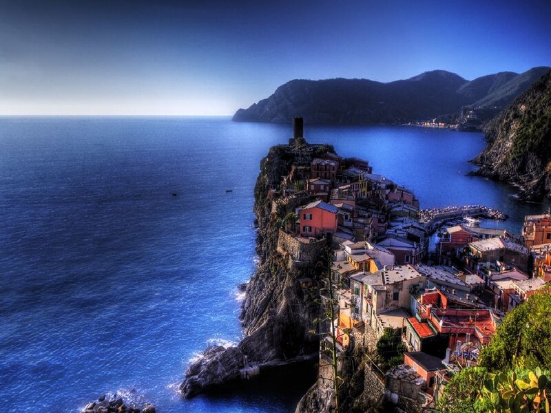 Cliffside village by the sea