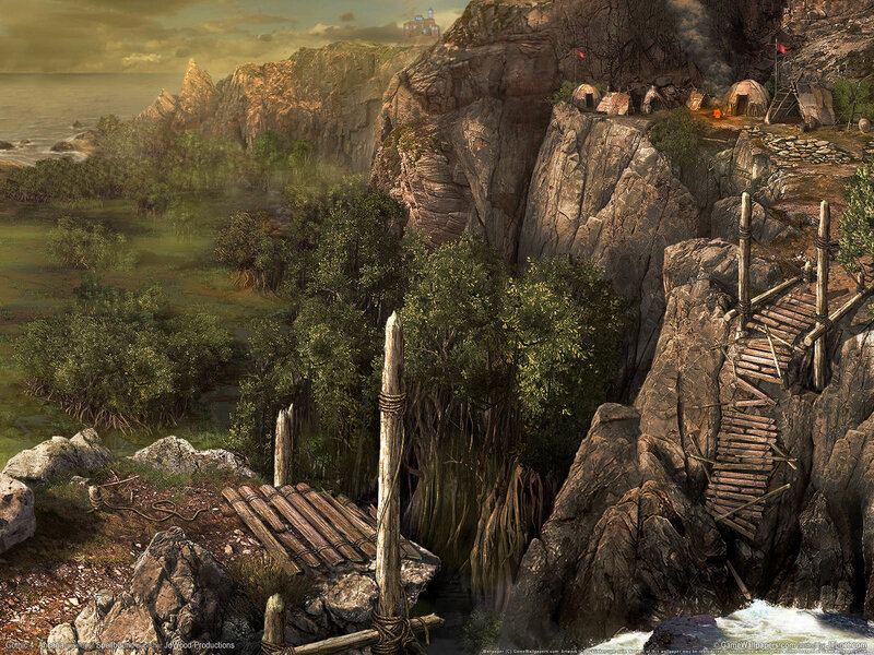 Cliffside village by the sea