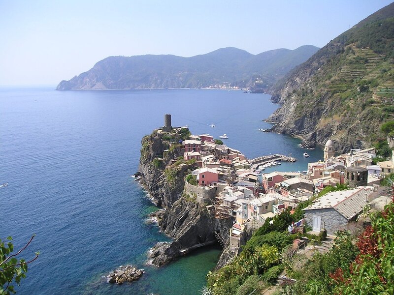 cliffside village by the sea