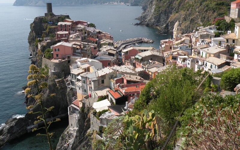cliffside village by the sea
