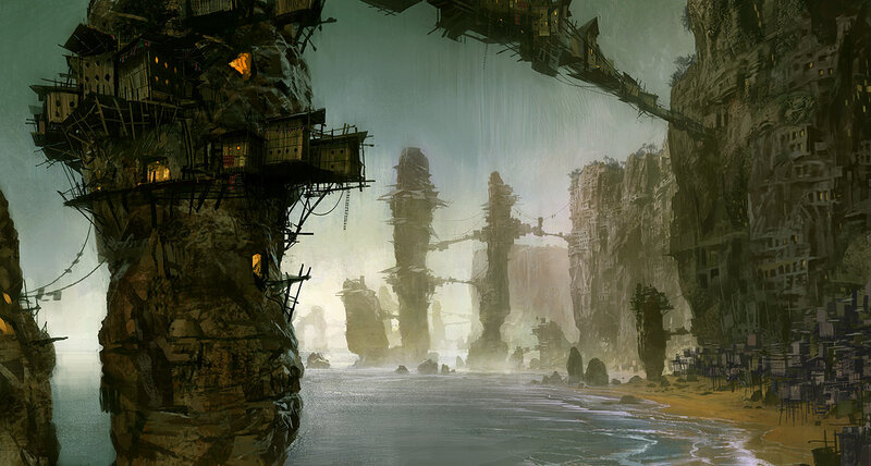 Cliffside Village — Gray, Dramatic