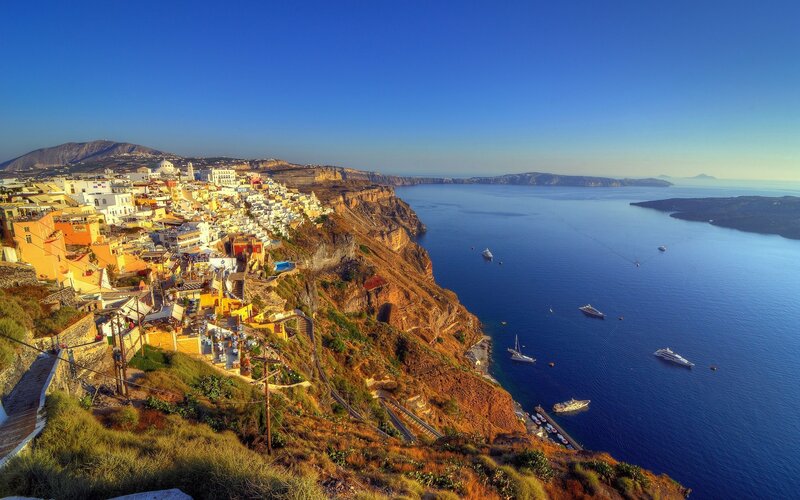 Cliffside Village on Santorini — Blue