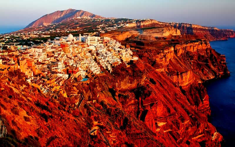 Cliffside Village on Santorini — Red