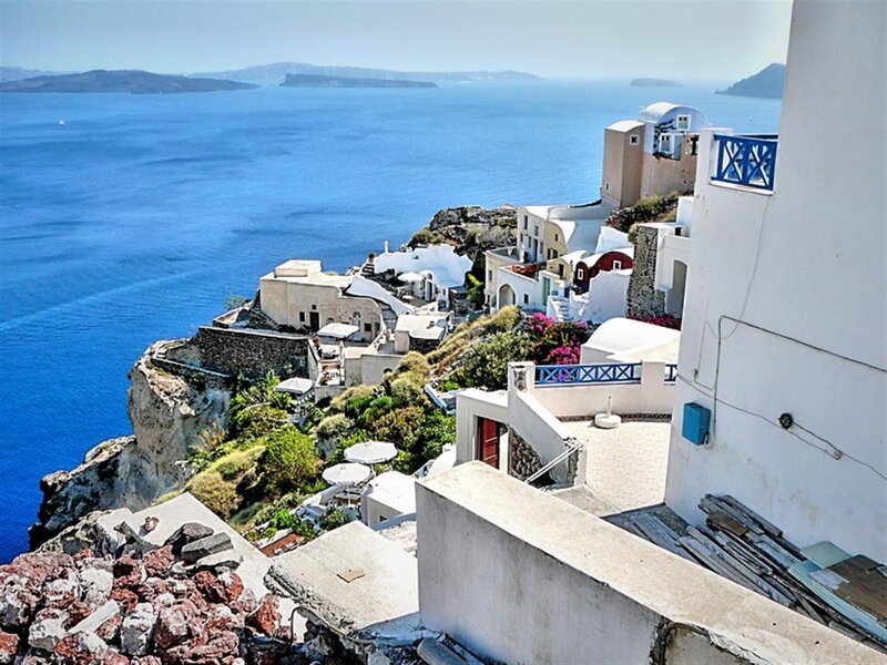 Cliffside village overlooking the sea