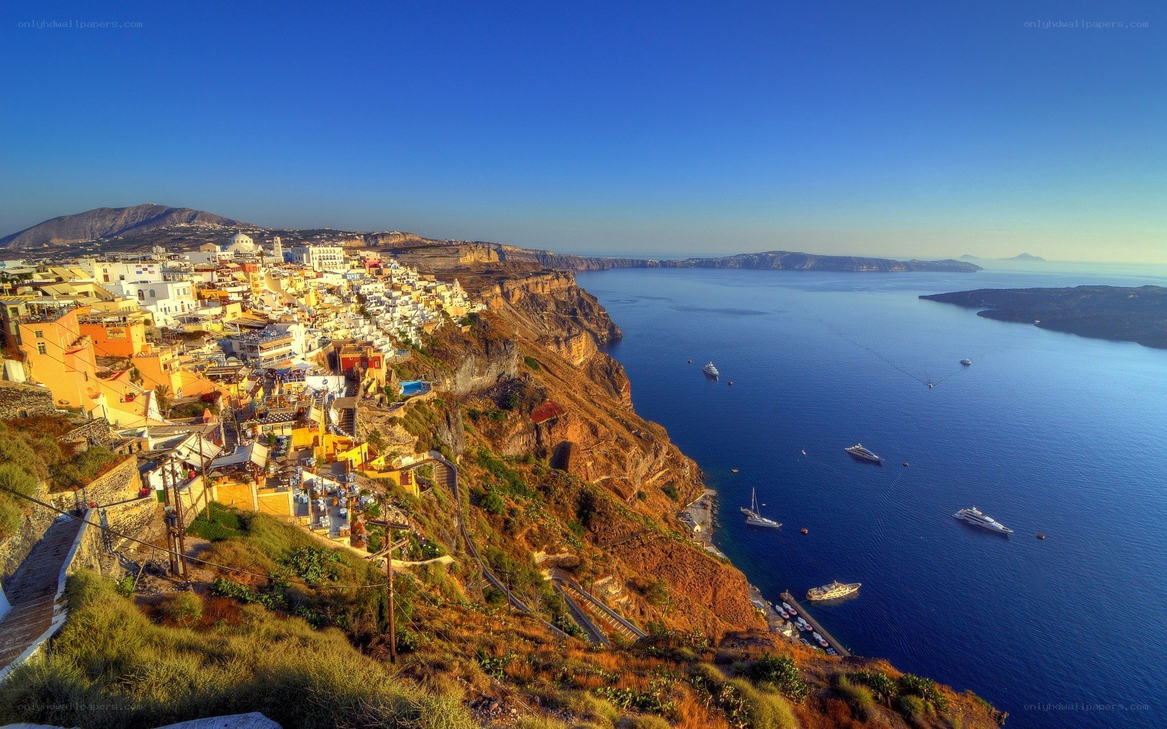 Cliffside village overlooking the sea