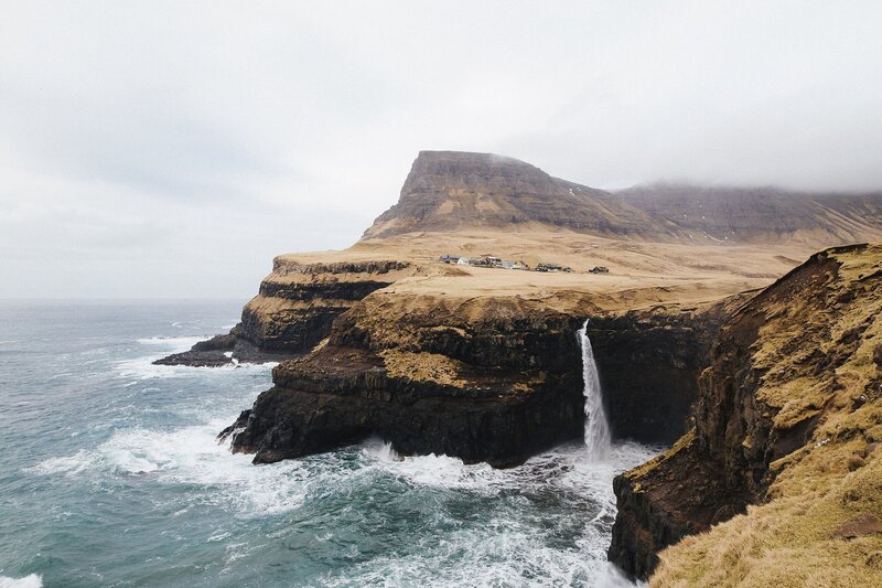 Cliffside Waterfall — Brown