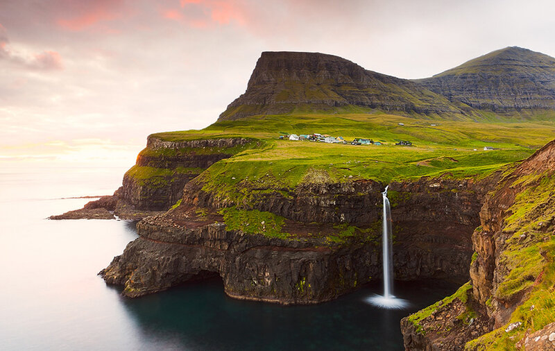 Cliffside Waterfall — Green