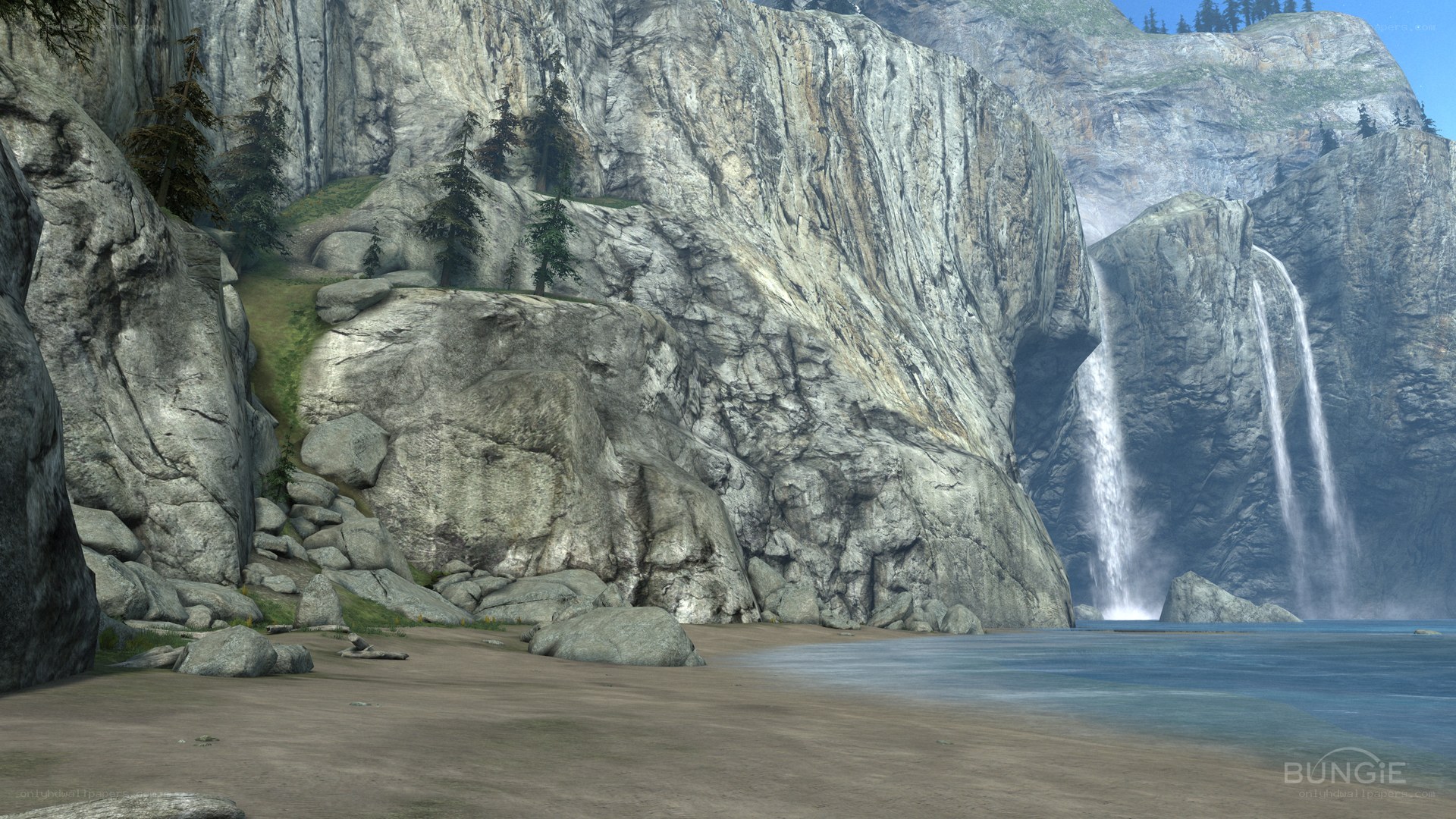 cliffside waterfall landscape