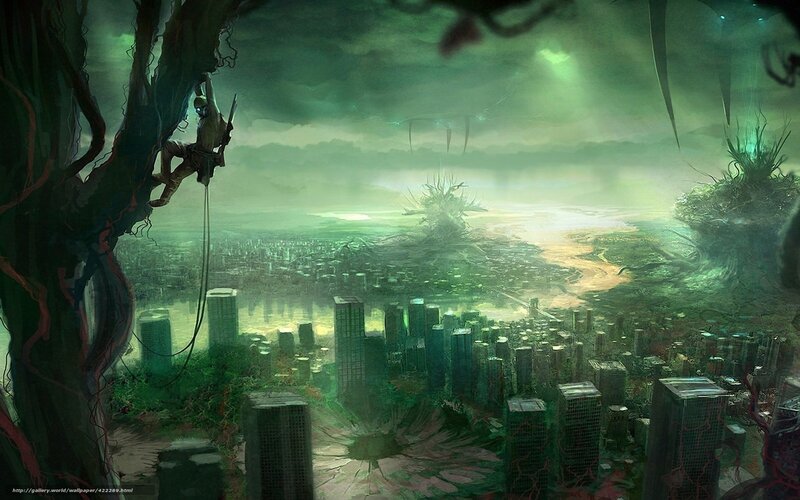 climber in a green city