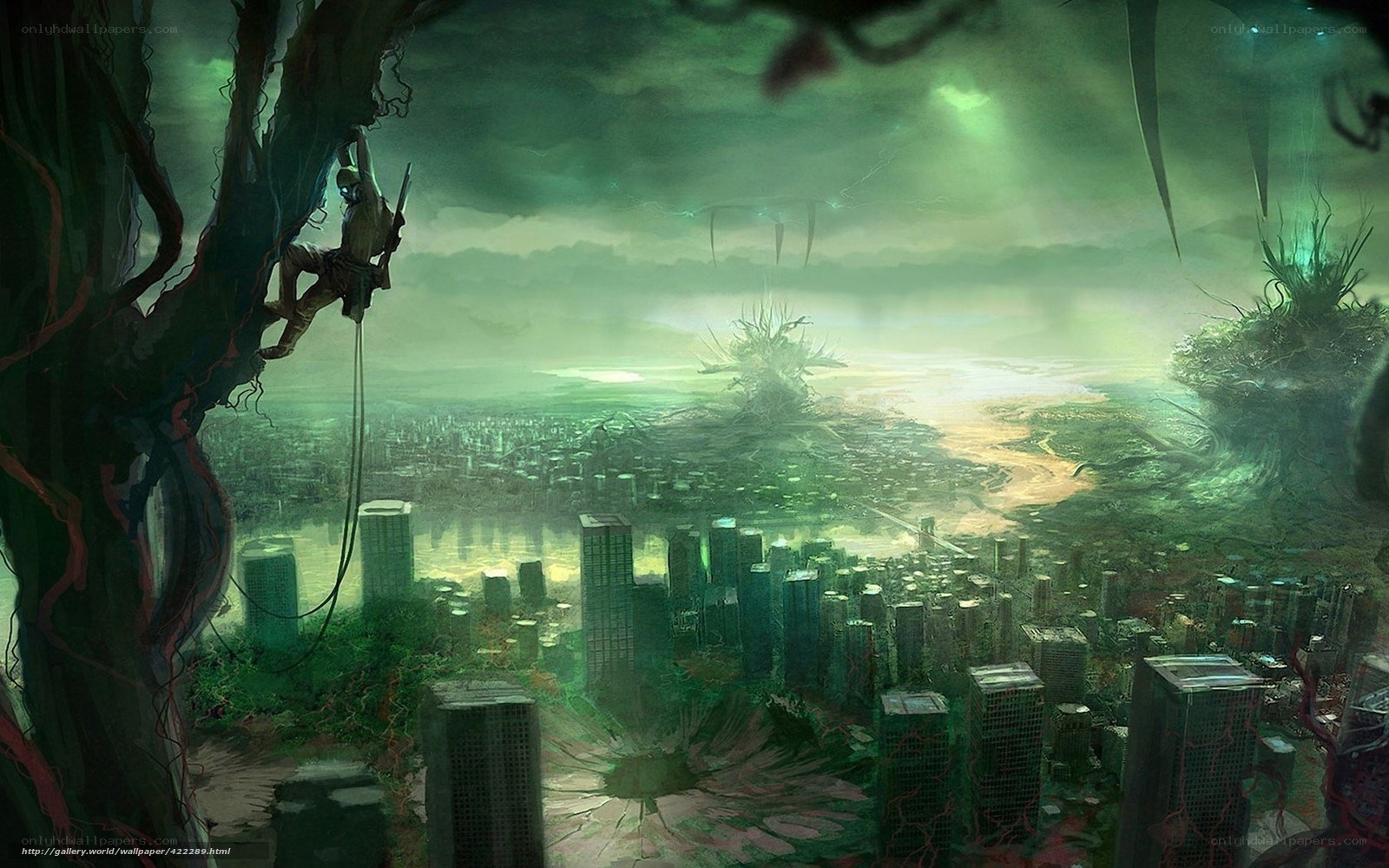 climber in a green city
