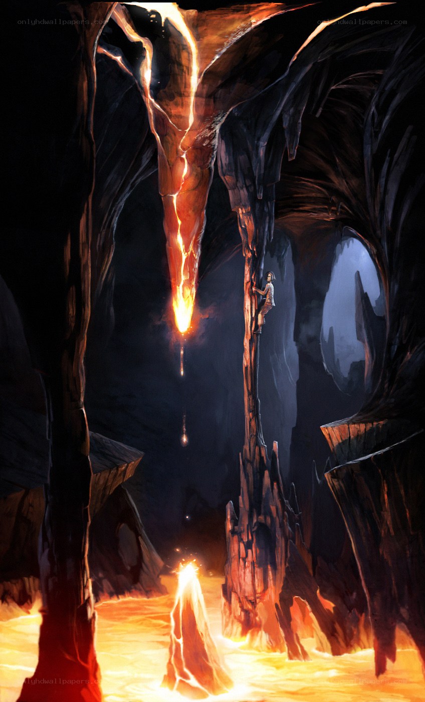 Climber in a lava cave