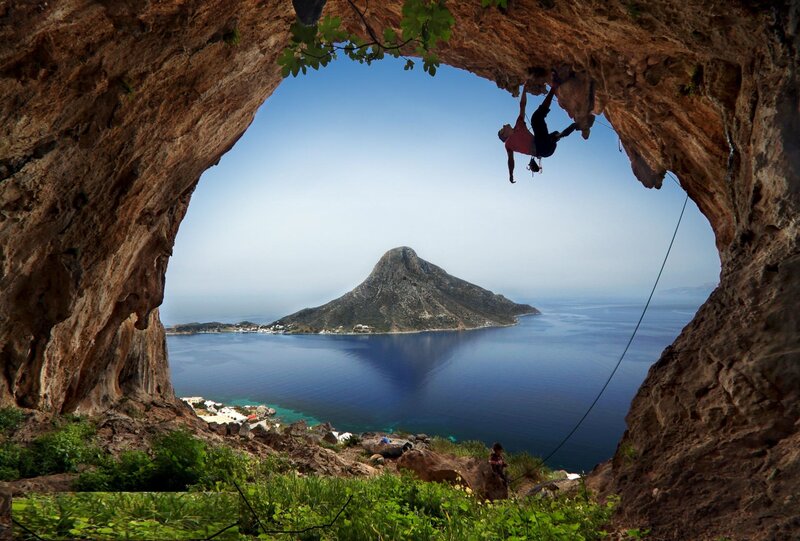 Climber in Cave