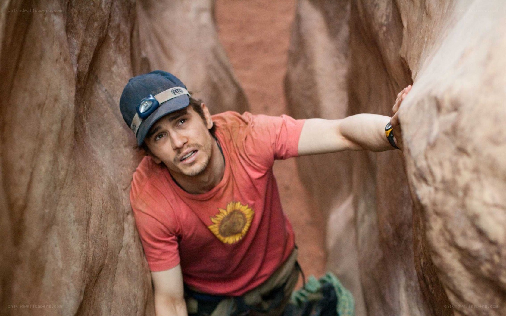 climber in narrow canyon