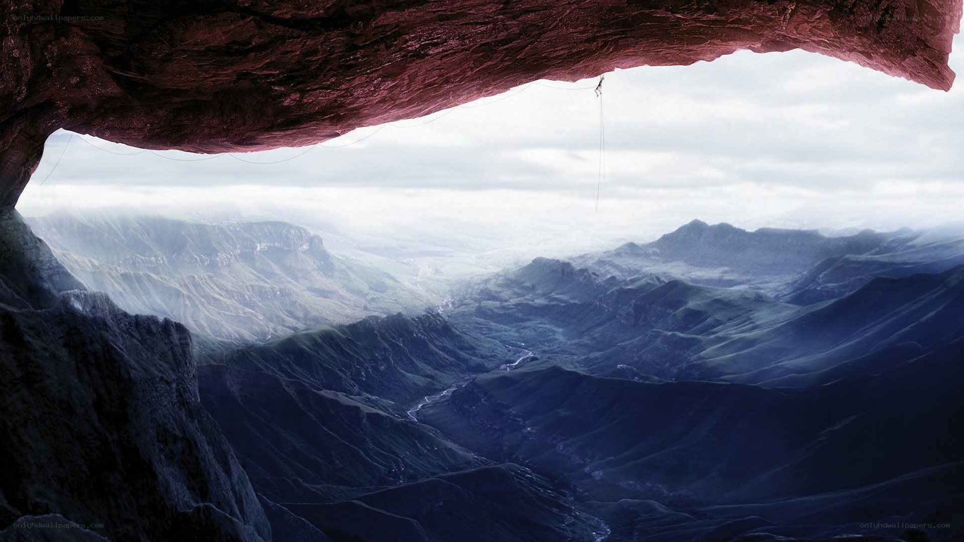climber in vast canyon