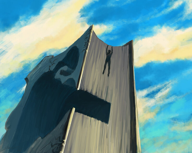Climber on a giant book