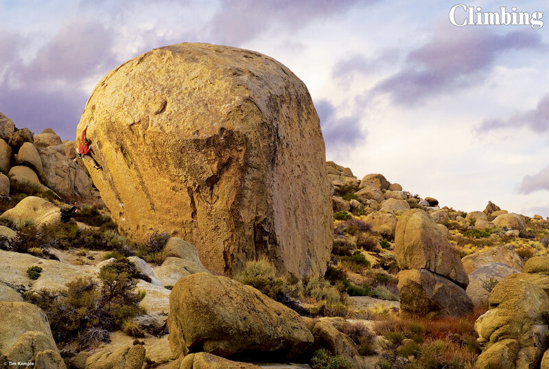 Climber on a large boulder
