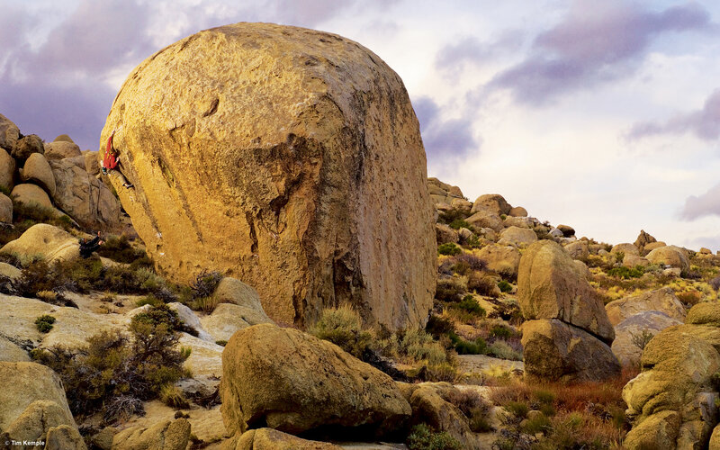 Climber on a large boulder