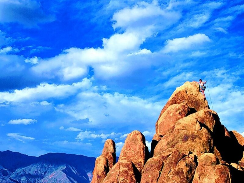 Climber on a rocky peak