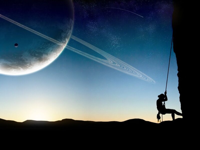 Climber on Alien Planet