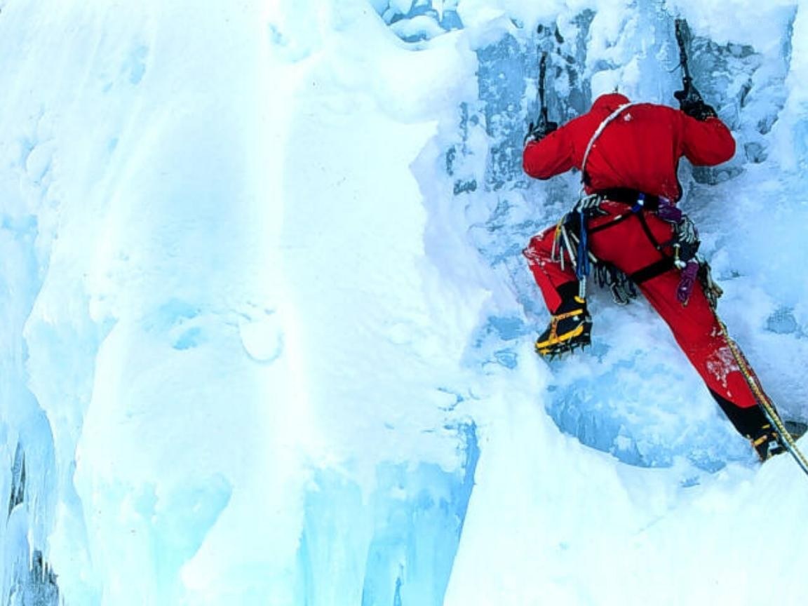 Climber on an ice wall