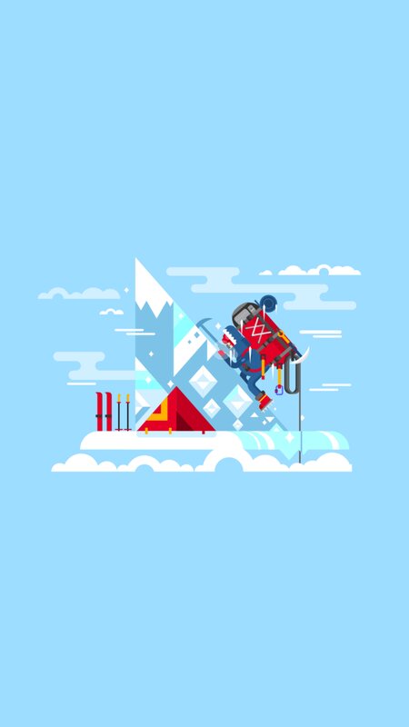 Climber on Mountain — Blue, Adventurous
