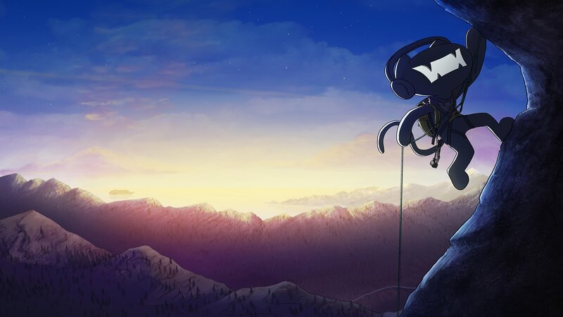 Climber on Mountain — Blue
