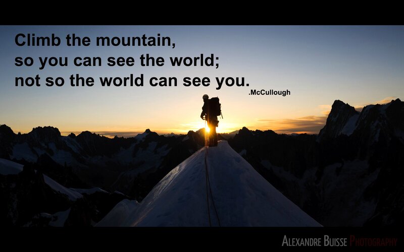 Climber on Mountain Peak — Blue