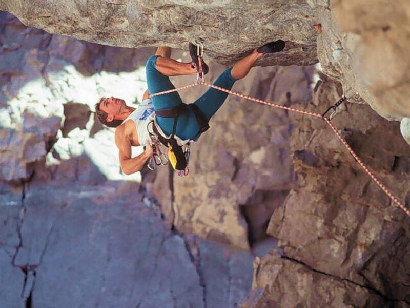 climber on overhanging rock
